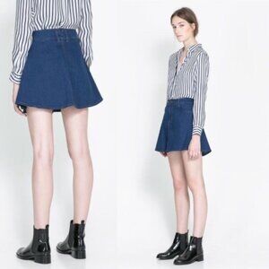 Zara Blue Jean Skater Skirt